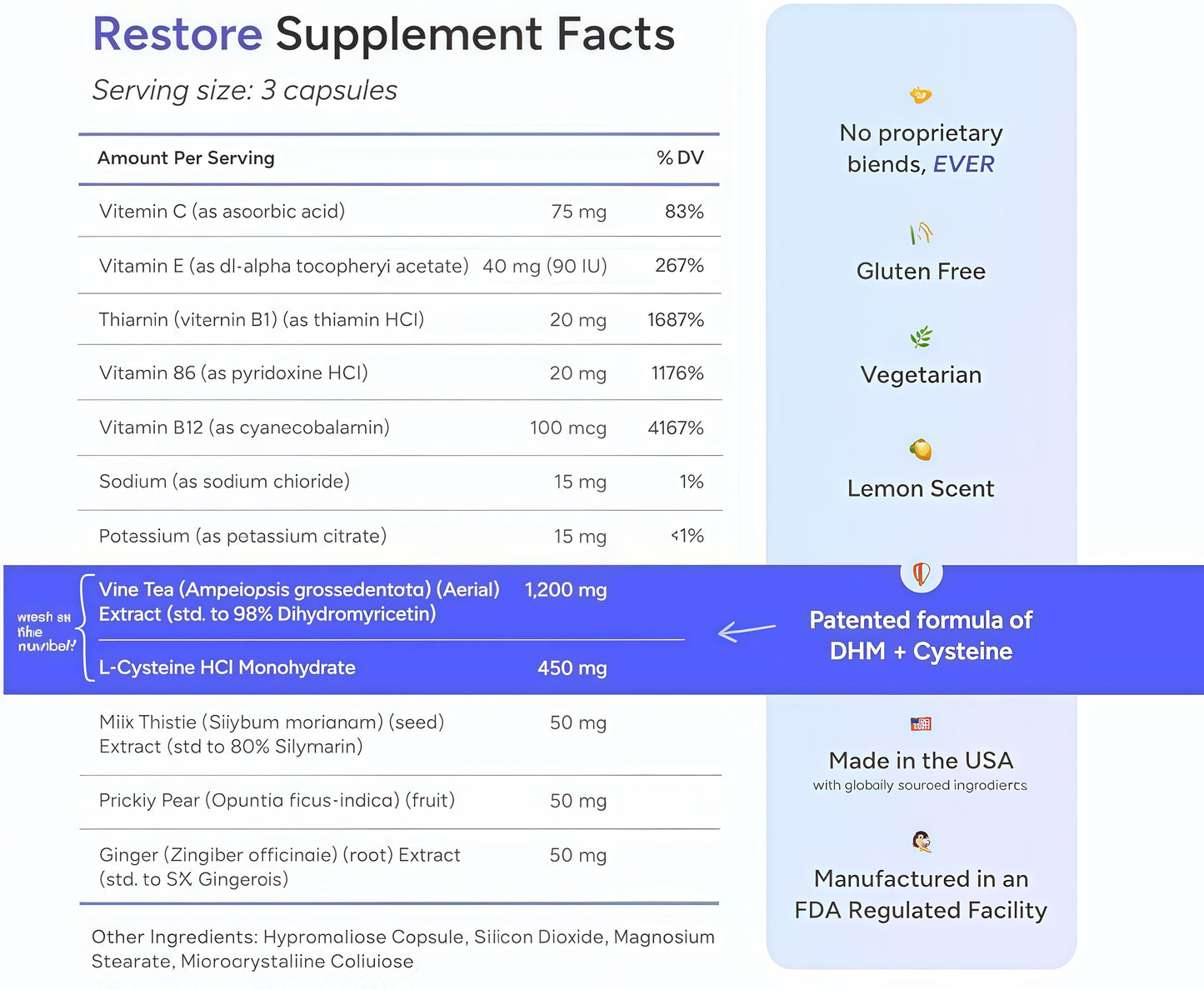 Cheers Restore | Supplement with DHM + L-Cysteine | Feel Better After Drinking & Support Your Liver | 12 Doses | Dihydromyricetin, Cysteine, Milk Thistle, Prickly Pear, B-Vitamins, Ginger